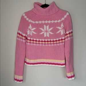 Y2K Energie Pink Knit Turtleneck Sweater Cabin Cottage Easter Pastel
